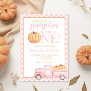 Invitation Petit Citrouille Pastel camion rose premier annive
