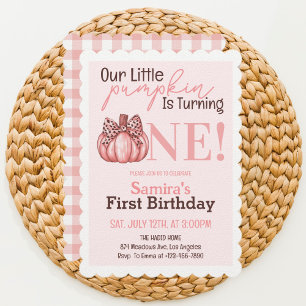 Invitation Petit Citrouille Pastel Rose Automne 1er Anniversa