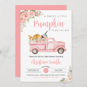 Invitation Petit Citrouille Pink Rustic Camion bébé fille dou