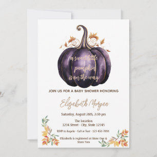 Invitation Petit Citrouille pourpre, Feuilles d'automne Baby 