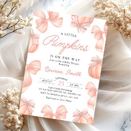 Invitation Petit Citrouille rose Bow sur le chemin Baby showe