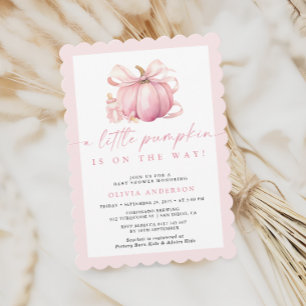 Invitation Petit Citrouille rose Bow sur le chemin Baby showe