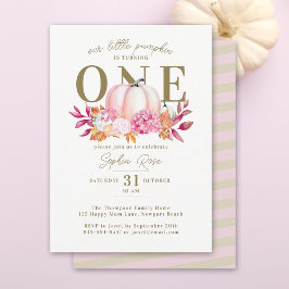 Invitation Petit Citrouille rose Hydrangea 1er Anniversaire é