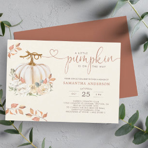 Invitation Petit Citrouille Rustic Fall Baby shower Floral