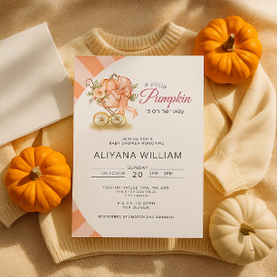 Invitation Petit Citrouille sur le Baby shower Way Pink Bow