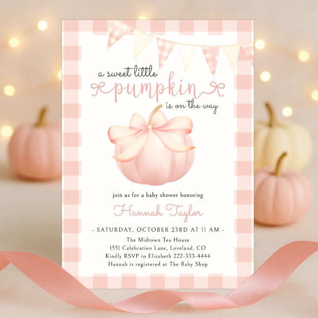Invitation Petit Citrouille sur le Baby shower Way Pink Bow (Créateur téléchargé)