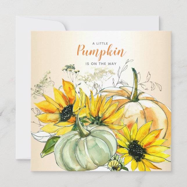 Invitation Petit Citrouille sur le chemin Baby shower aquarel (Devant)