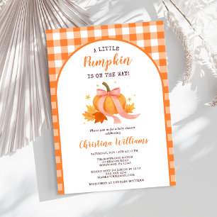Invitation Petit Citrouille Sur Le Chemin Baby shower Fille