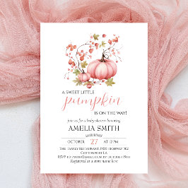 Invitation Petit Citrouille sur le chemin Baby shower rose pâ