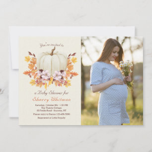 Invitation Petit Citrouille Sur Le Chemin Photo Baby shower 