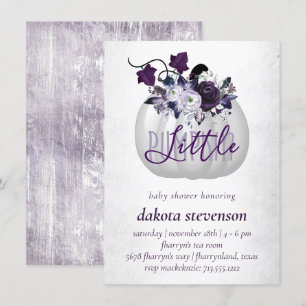 Invitation Petit Citrouille   Violet violet Baby shower Flora
