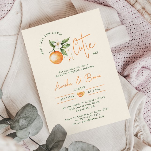 Invitation Petit Citrus Citrus Baby shower de révélation de g (Créateur téléchargé)