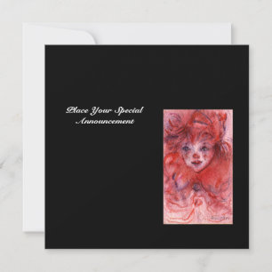 Invitation PETIT CLOWN ROUGE,Invitation d'anniversaire Rose N