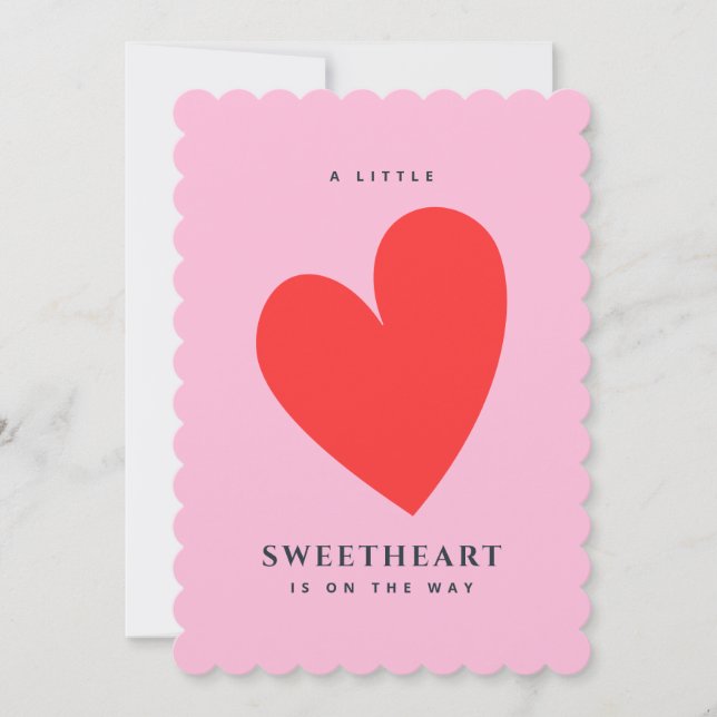 Invitation Petit Coeur de Baby shower rose doux (Devant)
