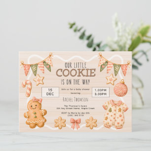 Invitation Petit Cookie en route Fête Fille Baby Shower