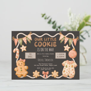 Invitation Petit Cookie en route Fête Prénatale Bébé Fille