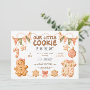 Invitation Petit Cookie en route Fête Prénatale Bébé Fille
