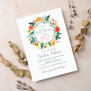 Invitation Petit Couronne de Fleurs Sauvages Dahlia Photo Ann