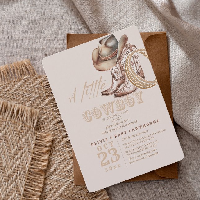 Invitation Petit Cowboy bébé fille douche Genre Neutre (Créateur téléchargé)