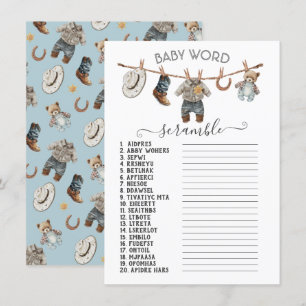 Invitation Petit Cowboy Clothesline Baby Word Scramble