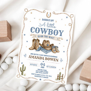 Invitation Petit Cowboy Fête Prénatale Western Anniversaire