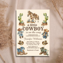 petit cowboy sur le chemin du baby shower ouest