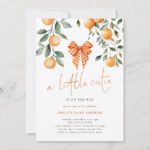 Invitation Petit Cutie Orange Coquette Bow Girl Baby shower