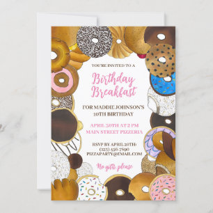 Invitation Petit-déjeuner d'anniversaire Brunch Doughnut Donu