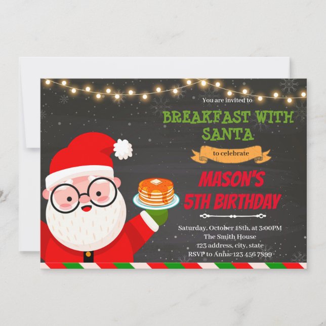Invitation Petit déjeuner de crêpes avec la fête du Père Noël (Devant)