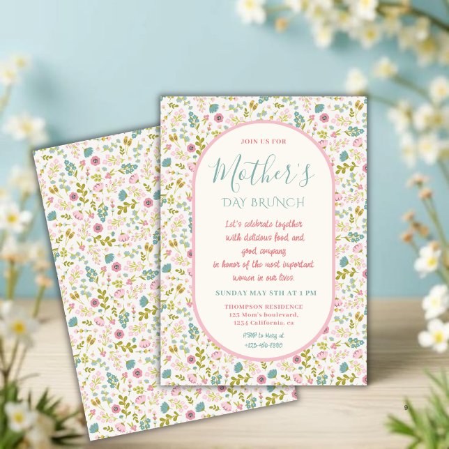 Invitation Petit déjeuner de la fête des Mères aux fleurs pas (Créateur téléchargé)