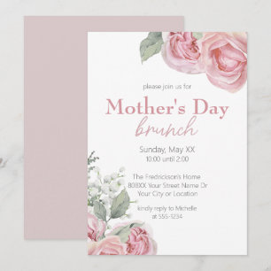 Invitation Petit déjeuner de la fête des Mères avec des roses