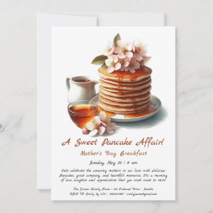 Invitation Petit-déjeuner de la Fête des Mères, Pancakes, fle