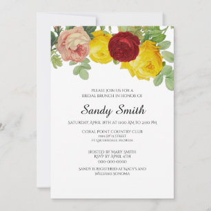 Invitation Petit déjeuner de mariage avec des jolies roses fl