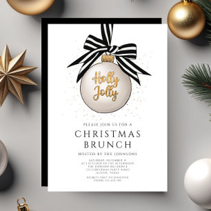 Invitation Petit déjeuner de Noël festif noir et or blanc