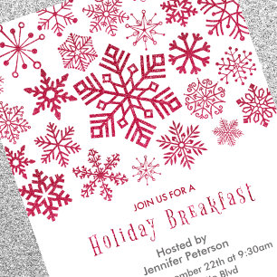 Invitation Petit Déjeuner de Noël Flocons de Neige