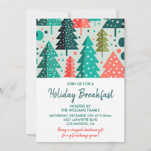 Invitation Petit Déjeuner de Noël Forêt Neigeuse