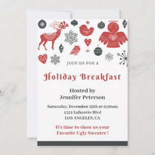 Invitation Petit Déjeuner de Noël Motif Scandinave
