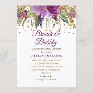 Invitation Petit-déjeuner et bulles de paillettes florales d'