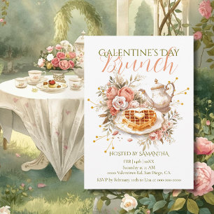 Invitation Petit déjeuner galant de la Saint-Valentin gaufre 