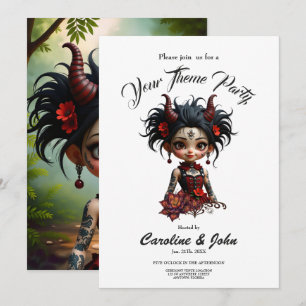 Invitation Petit démon de la forêt sombre – Jolie fille de fa