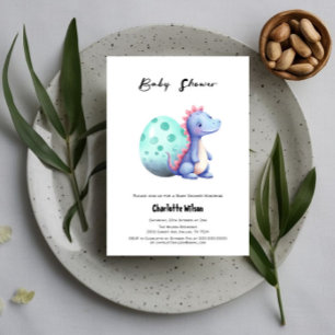 Invitation Petit Dinosaure Cute Avec Son Baby shower Oeuf