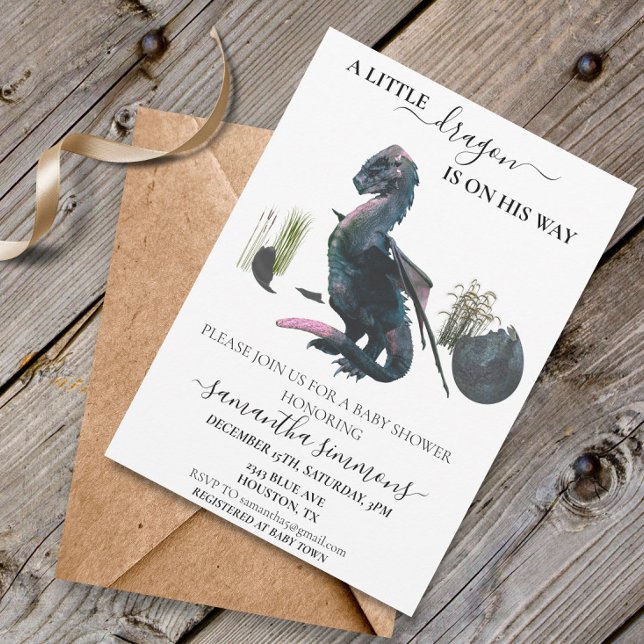 Invitation Petit dragon Baby shower d'oeufs à l'éclos Imagina (Créateur téléchargé)