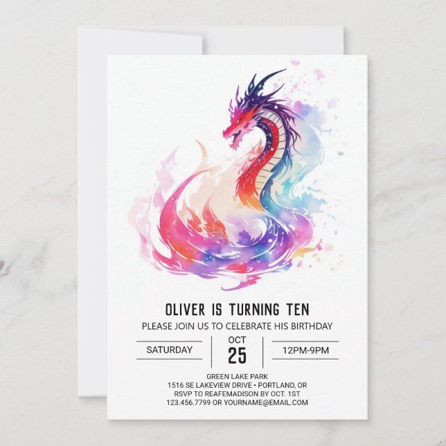 Invitation Petit Dragon Imprimable Anniversaire (Devant)