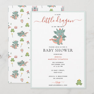 Invitation Petit Dragon sur le chemin Baby shower garçon
