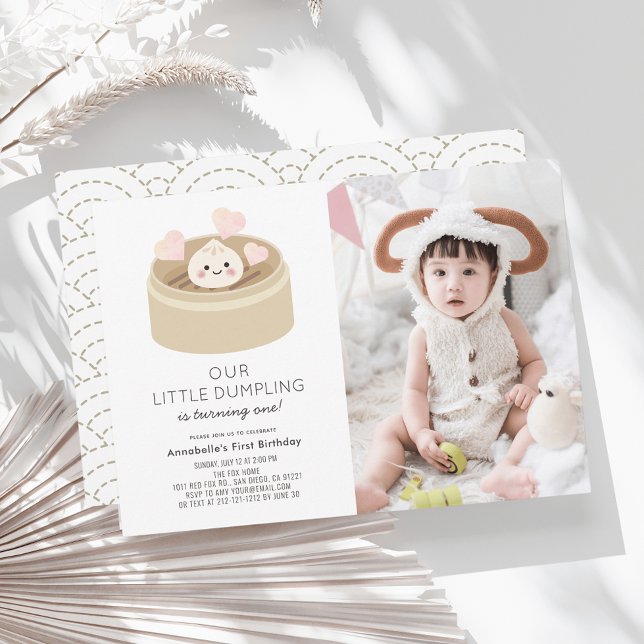 Invitation Petit Dumpling Sexe neutre 1er anniversaire Photo (Créateur téléchargé)