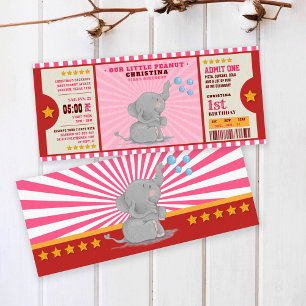 Invitation Petit éléphant d'arachide Billets Premier annivers