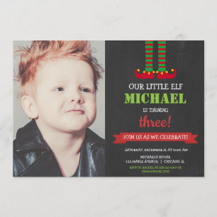 Invitation Petit Elfe mignon Noël Anniversaire photo de fête