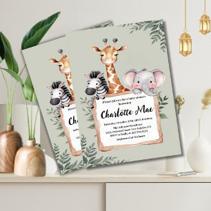 Invitation Petit Explorateur Safari Animaux Garçon Baby Showe