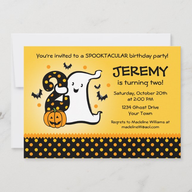 Invitation Petit fantôme 2e anniversaire (Devant)