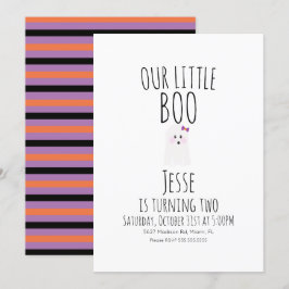 Invitation Petit fantôme Boo Halloween pour un premier annive